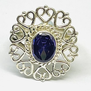 Natural Amethyst Silver Ring 925 Sterling Silver Amethyst Gemstone Silver Statement Ring Handmade Silver Ring Oval Shape Amethyst Ring Gift