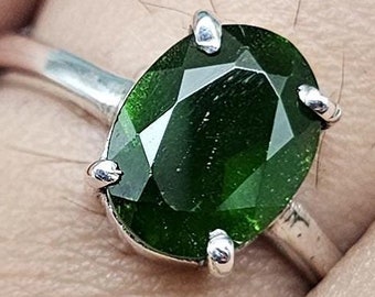 Anillo de ónix verde hecho a mano, plata de ley 925.