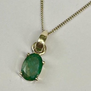 Natural Emerald Silver Pendant 925 Sterling Silver Emerald Silver Statement Pendant Necklace Handmade Tiny Oval Emerald Pendant For Gift