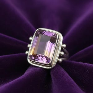 Handmade Rectangle Ametrine 925 Sterling Silver Ring