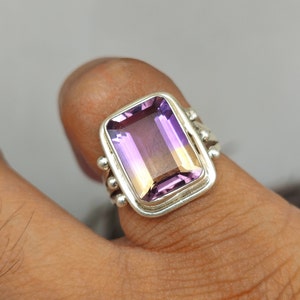 Natural Ametrine Silver Ring 925 Sterling Silver Ring Ametrine Gemstone Silver Statement Ring Unique Ametrine Engagement Ring Handmade Ring