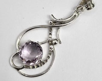 Amethyst Anhänger, 925 Sterling Silber, handgemachte Edelsteinkette