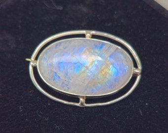 本物のムーンストーンブローチ、925スターリングシルバーブローチ