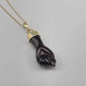 Colgante de mano de Figa de ónix negro en plata de ley 925, colgante con símbolo de mano de Figa, colgante de piedra preciosa de ónix negro para mujer, colgante de ónix pequeño