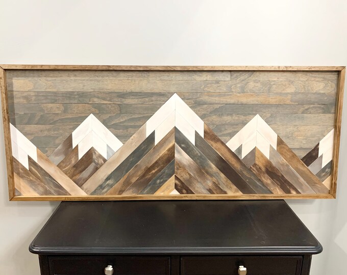 Rustic Mountain Wood Wall Art Made to Order Wood Wall Art Etsy