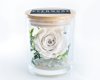 White Preserved Rose Anniversary Gift - gift for girlfriend - gift for wife - gifts for her -  birthday gift