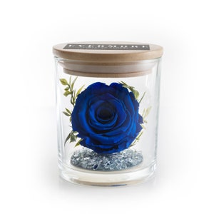Blue Preserved Rose Gift Jar: Handmade Eternal Flower