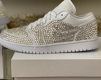 Bling Women’s Jordan complete with Swarovski crystals tongue and top back leather