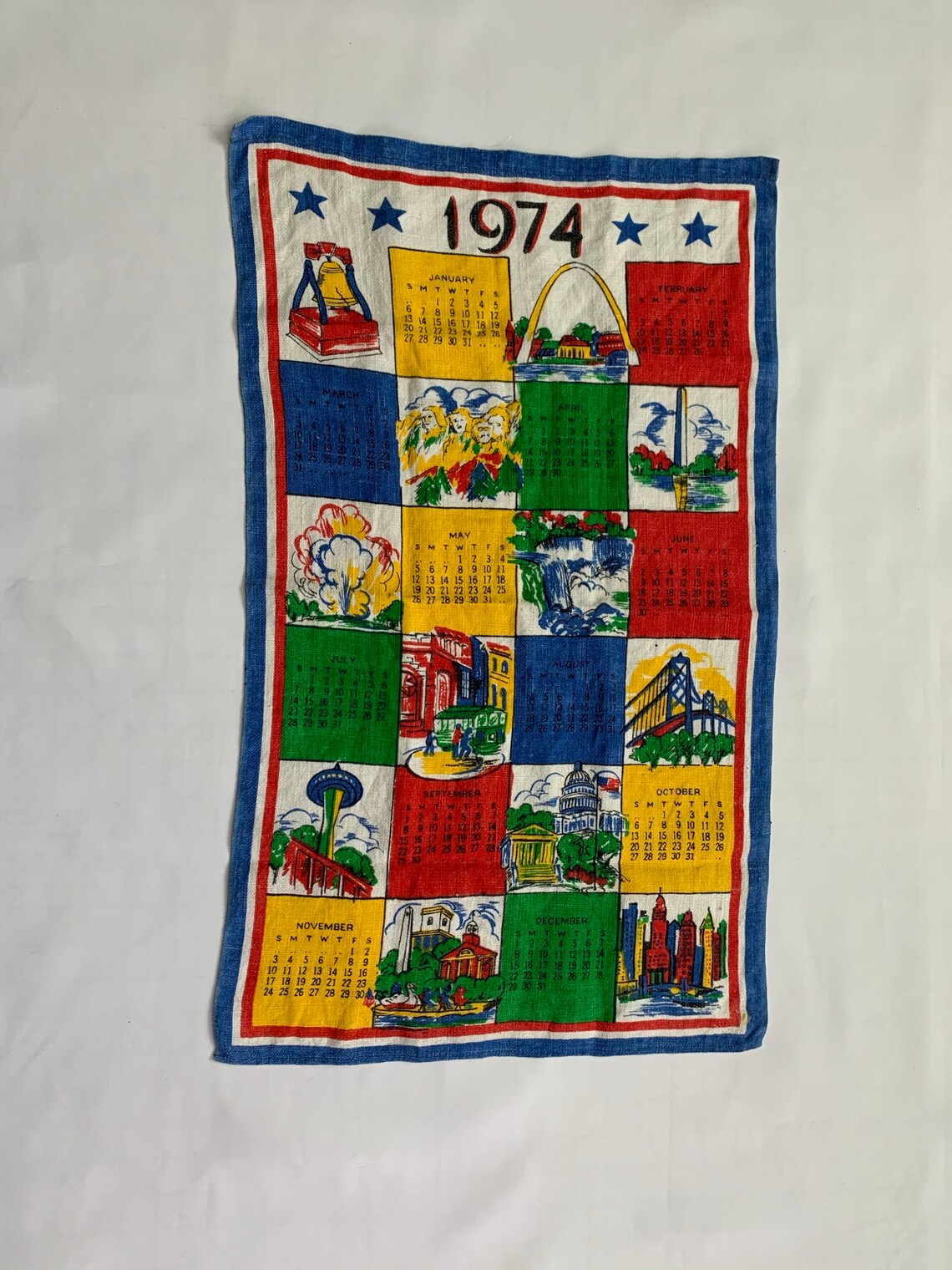 1974 Décor du calendrier mural en tissu Etsy