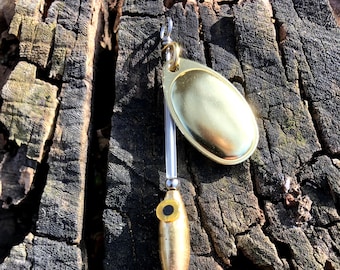 Handmade Brass Long Minnow Inline Spinner (Approx. 1/8 Oz.)