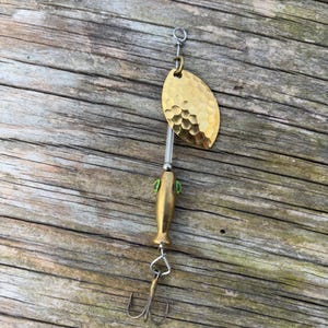 Handbuilt Brass Long Minnow Inline Spinner (Approx 1/8 oz, Two Blade Options)