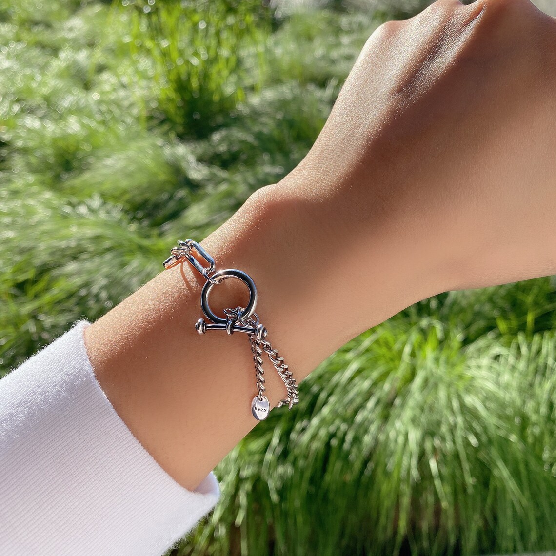 Link Chain Bracelet Paperclip Chain Bracelet 925 Sterling Etsy