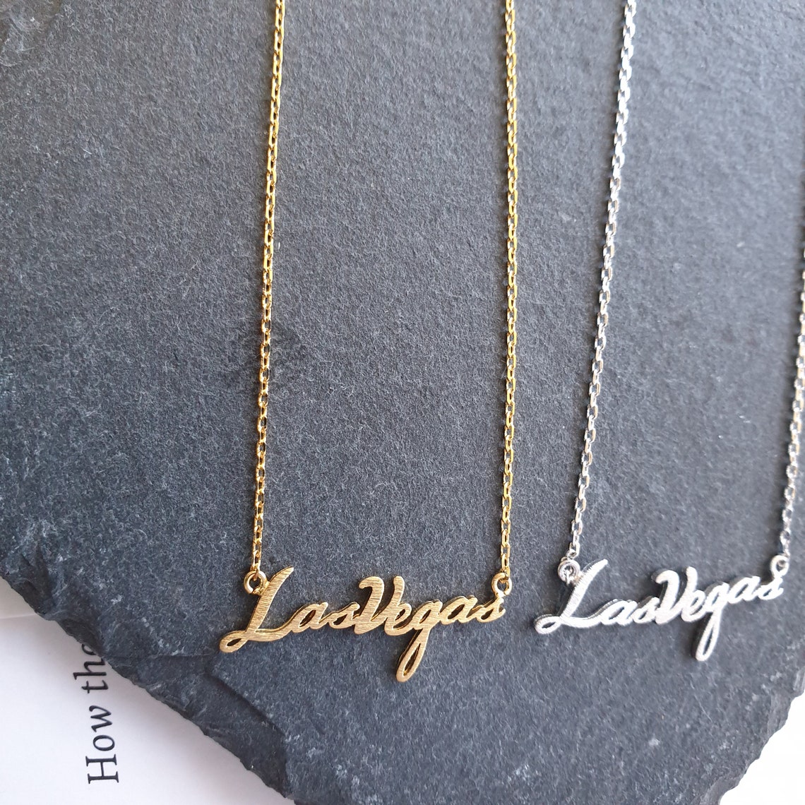 Las Vegas necklace las vegas necklace bar Necklace Gold Etsy