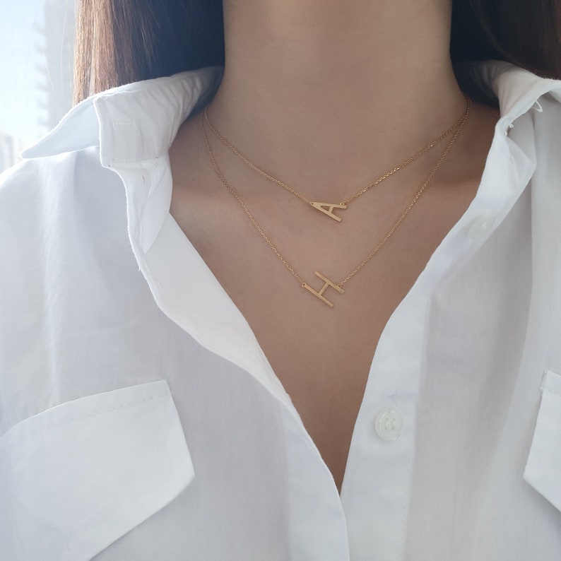 Initial V Necklace Initial necklaces Gold plated Initial necklace rose gold Initial necklace silver sideways Initial Necklace Sideways