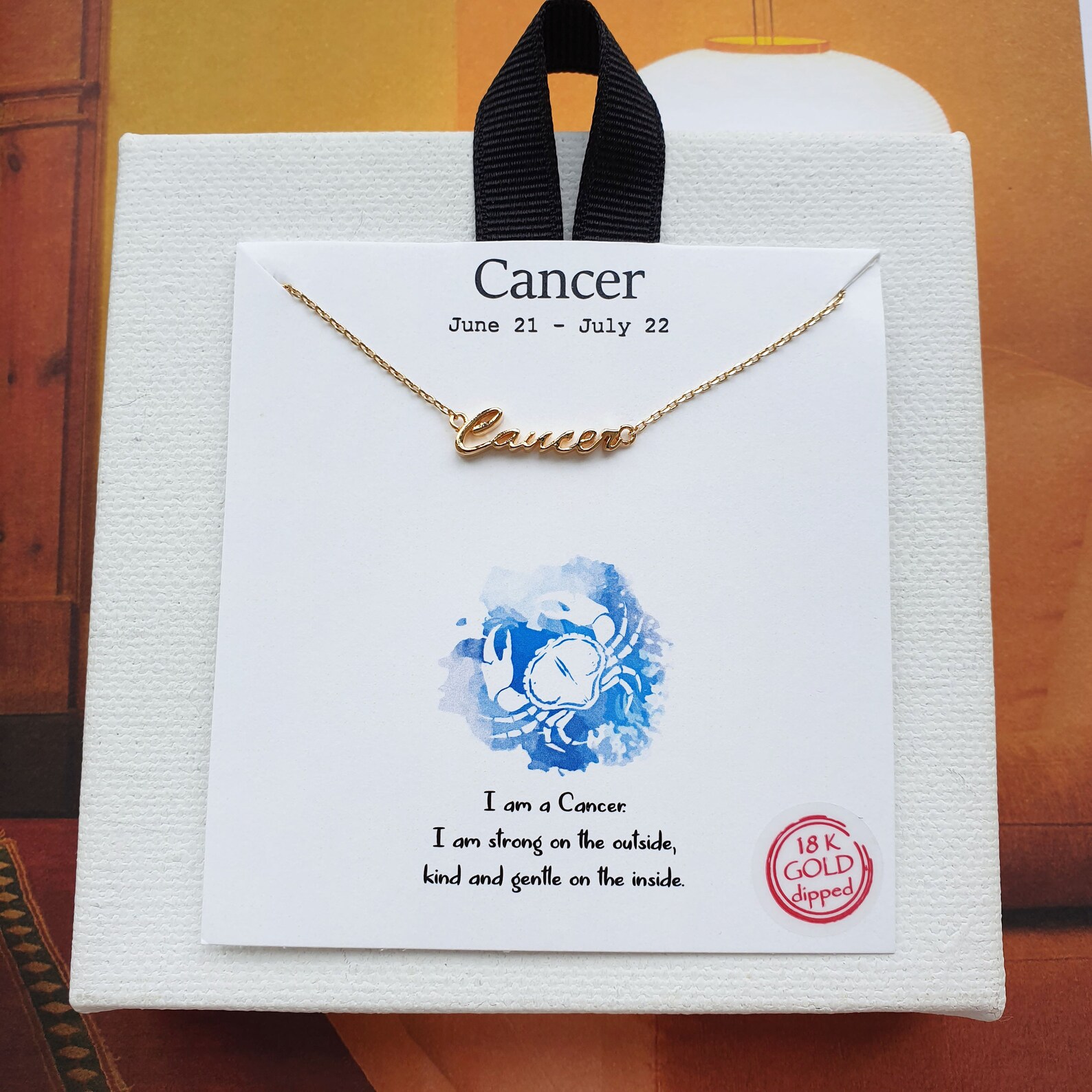 Zodiac Necklace Cancer 18K Gold Dipped Zodiac Necklace Etsy