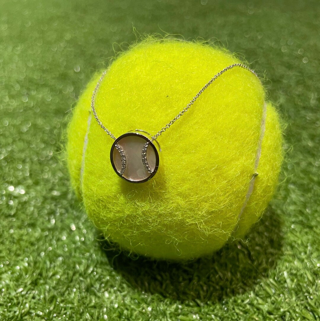 Tennis Ball Charm 14k Gold Mother of Pearl and Diamonds. Etsy