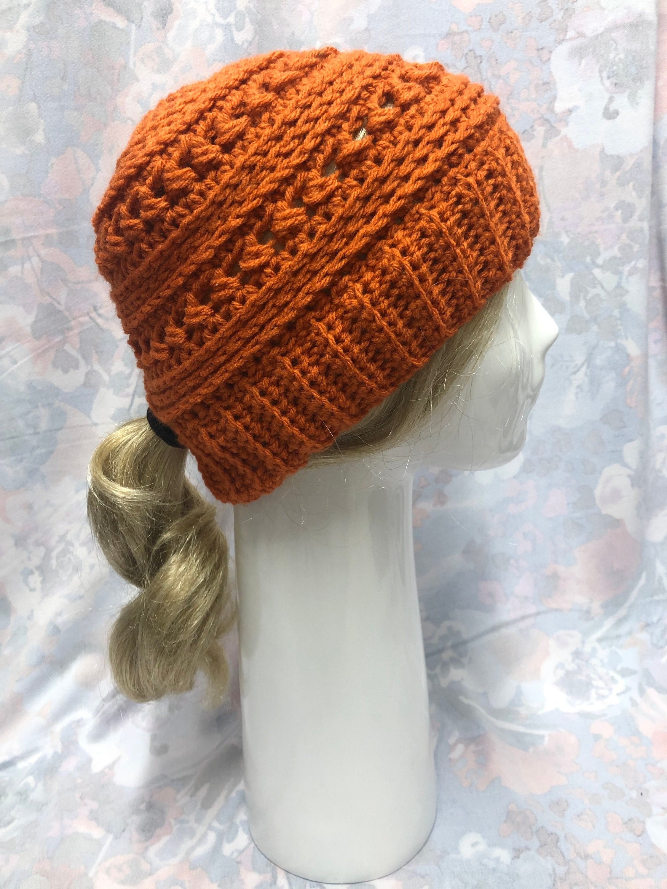 Low Ponytail Beanie | Crochet Ponytail Hat | Ponytail Beanie | Available + Made to Order! | 8 Colors!