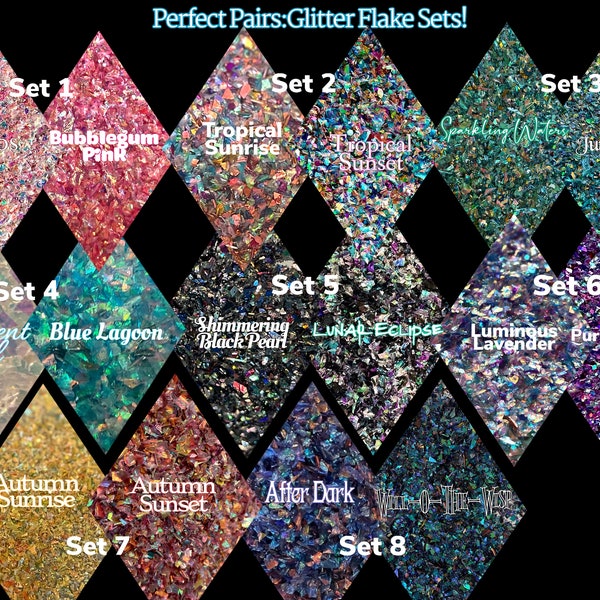 Glitter, Gift Set, Flakes, Confetti, Gift Set, Nail Art, Jewelry, Iridescent, Tumblers, Resin, Holo, Flakes, Handcut, Crafts, “Perfect Pair”