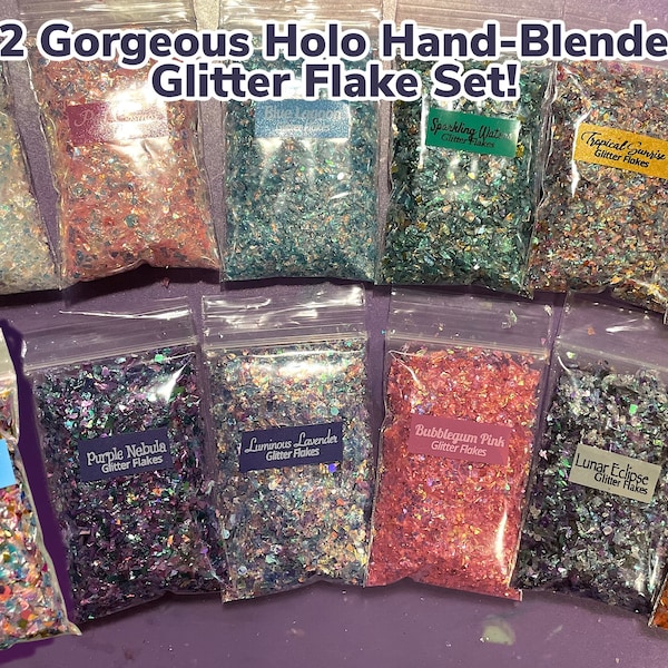 Glitter Set, Gift, Iridescent, Nails,Resin, Holo, Confetti, Flake, Choose 6 or 12, Custom Blends, Handcut, Jewelry, Design