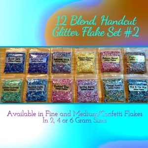 Handcut Glitter Flake Set 2: Includes 12 Custom Iridescent Unique Blends!
