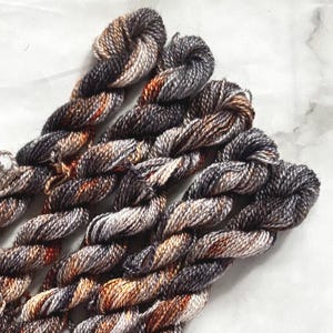 Spite - Embroidery thread, wool and silk for embroidery, stick and stitch, grey and copper, hand dyed