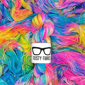 Trippin - Florescent Rainbow hand dyed, merino cashmere nylon yarn, variegated, fingering weight, sock, mcn, superwash, indie yarn