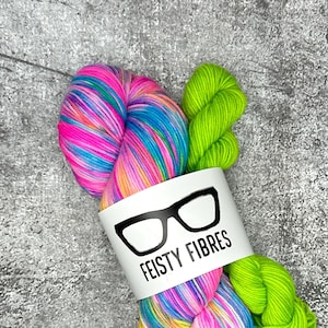 Trippin & Vibes  Hand dyed Florescent rainbow sock yarn kit