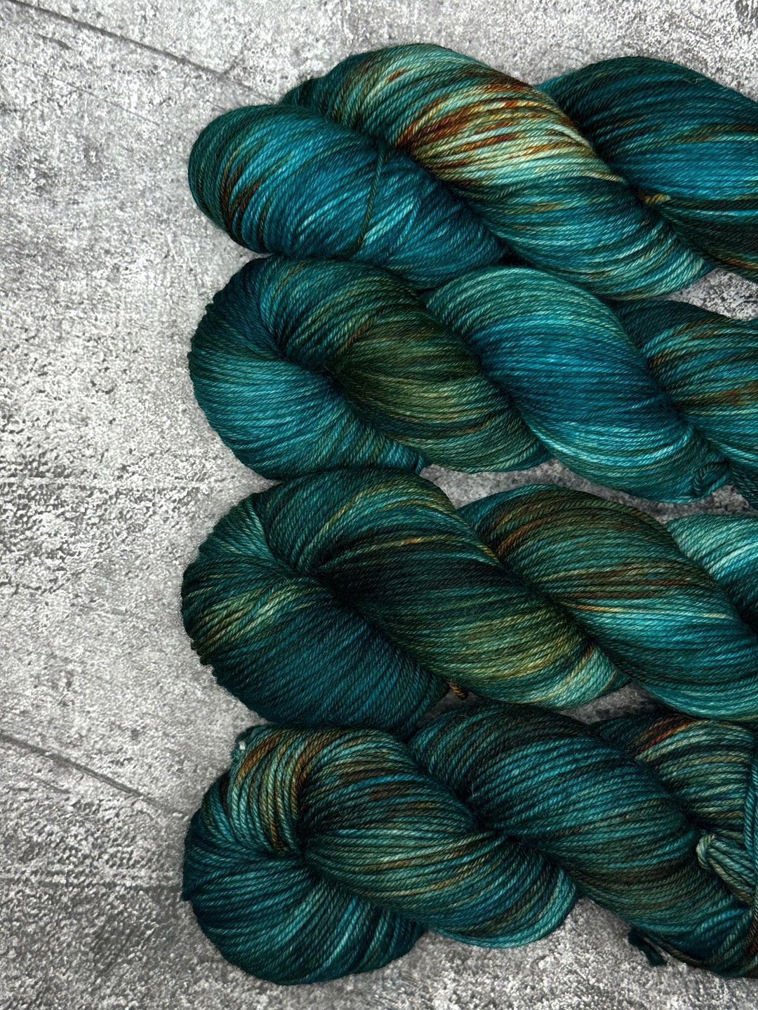 Lucky Penny Wicked Worsted Yarn teal, Green and Copper Hand Dyed Yarn ...