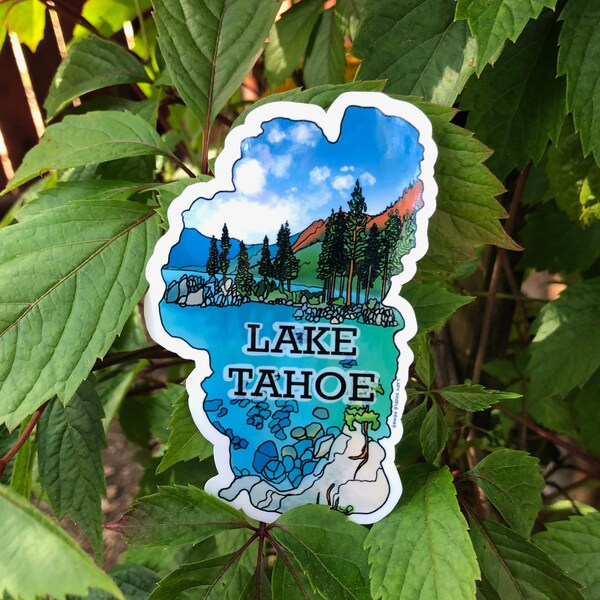 Sand Harbor sticker, Lake Tahoe sticker, Outdoor sticker, Glossy Vinyl, Die Cut Stickers 004