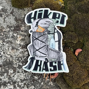 Hiker Trash Glossy Vinyl Sticker: Backpacking Die Cut Sticker