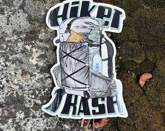 Hiker Trash Glossy Vinyl Sticker: Backpacking Die Cut Sticker