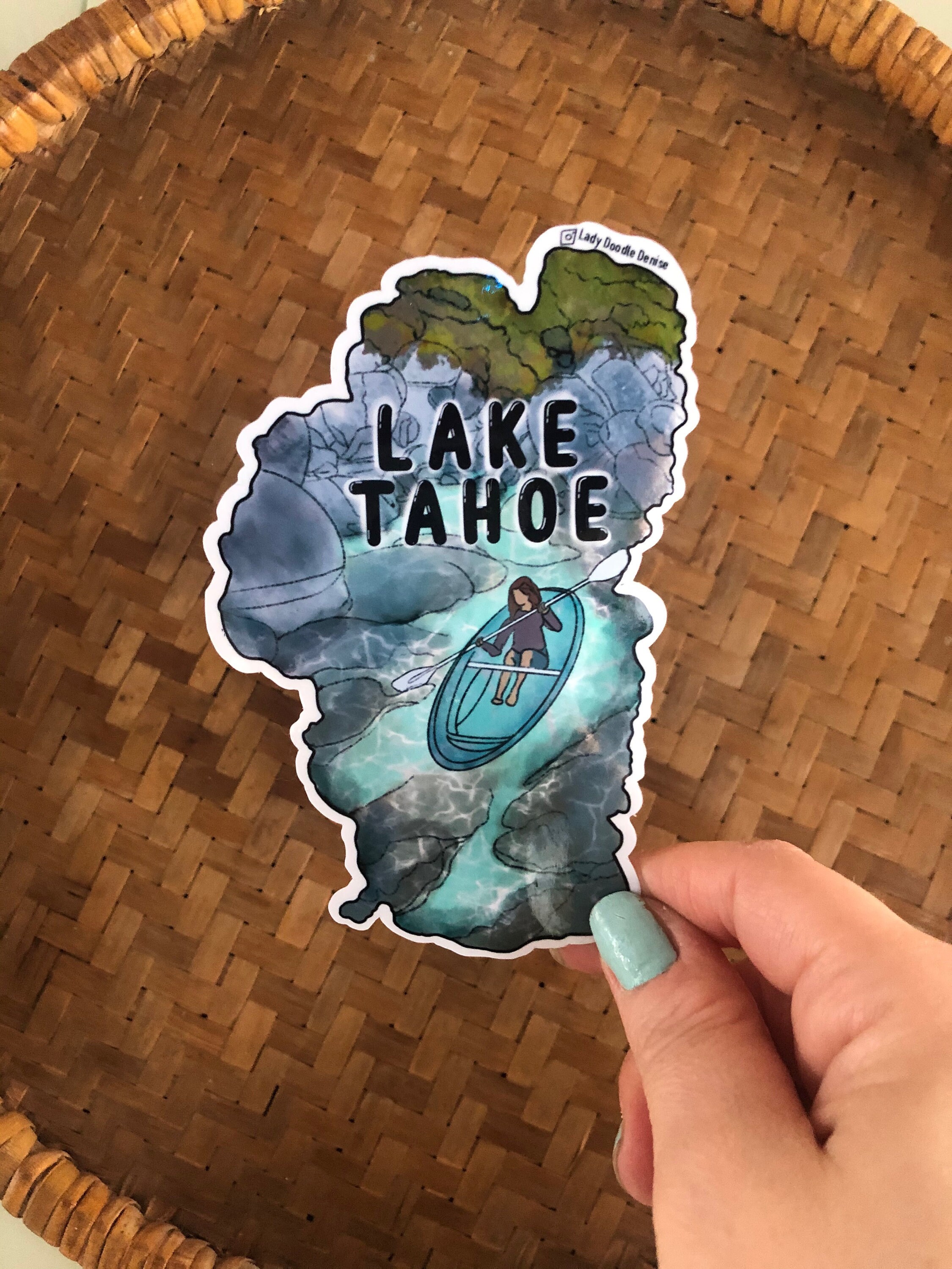thumbnail image 2 of Oval Lake Tahoe Die Cut Vinyl Sticker – 5" X 3" – Keep Tahoe Blue – Rayd Workshop 2 of 6