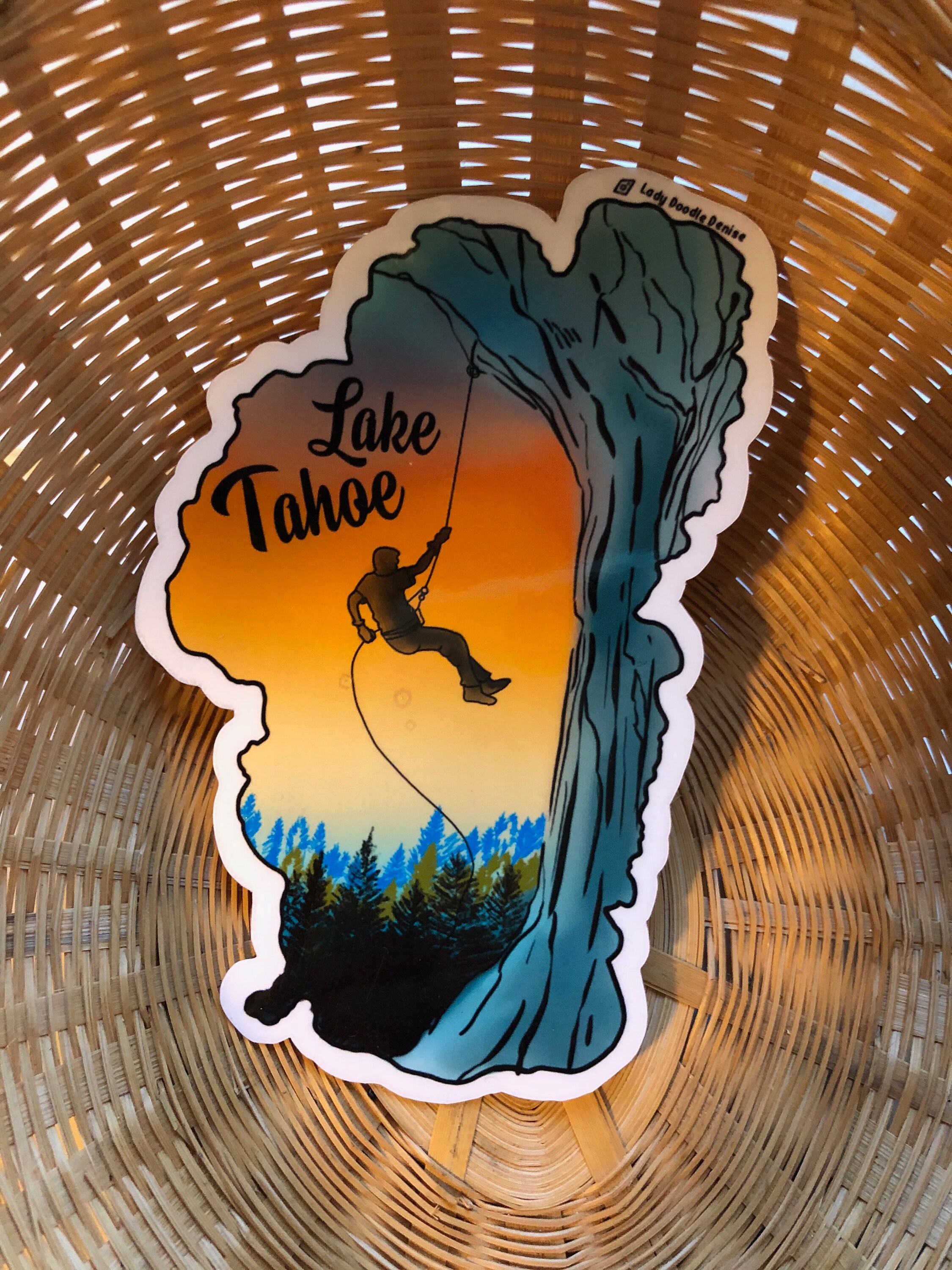 Lake Tahoe Rock Climbing Mountain Line Art sticker Glossy Etsy