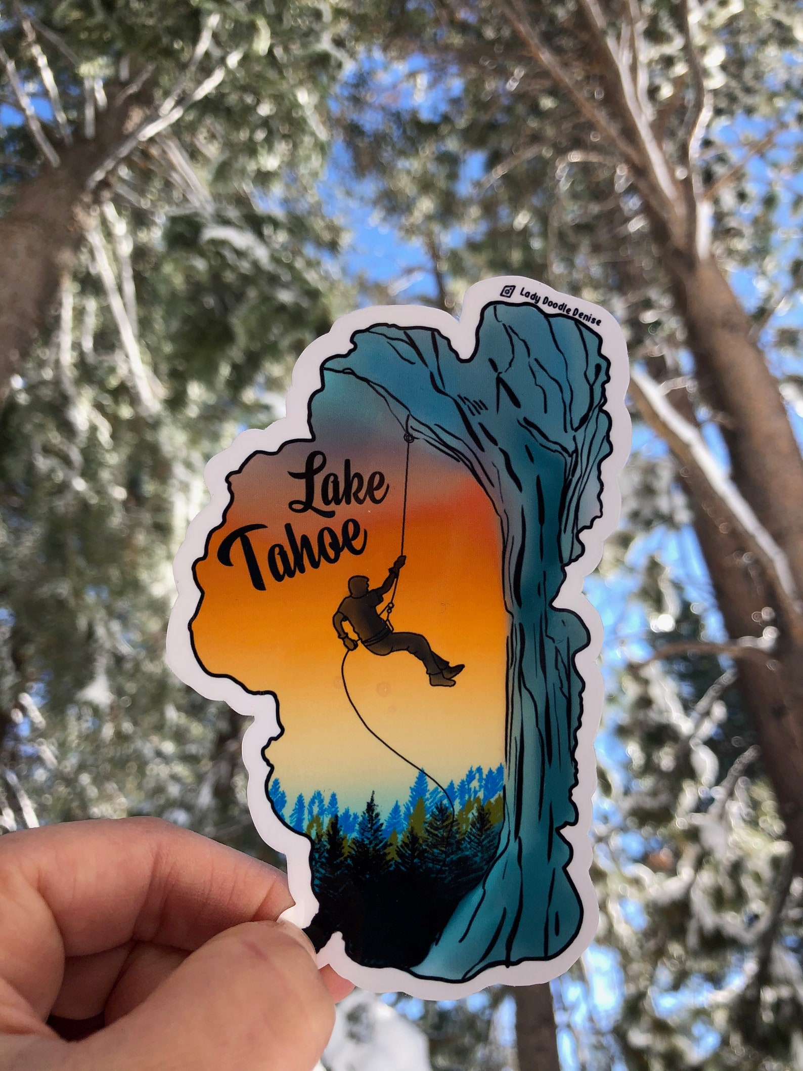 Lake Tahoe Rock Climbing Mountain Line Art sticker Glossy Etsy