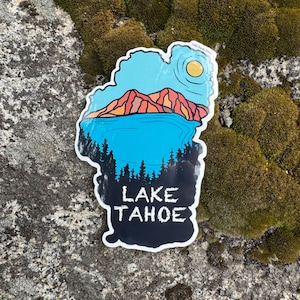 Lake Tahoe Sticker: Hand-Drawn Glossy Vinyl Die Cut