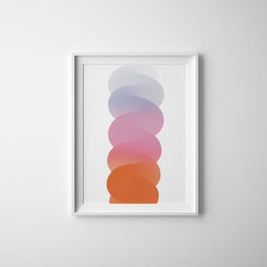 Wall Art Digital Print Home Decor Mid Century Modern Contemporary Print Orange / Pink / Blue image 1