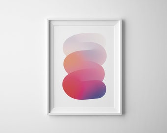 Wall Art Digital Print - Home Decor Mid Century Modern Contemporary Print (Orange / Pink / Purple / Blue)