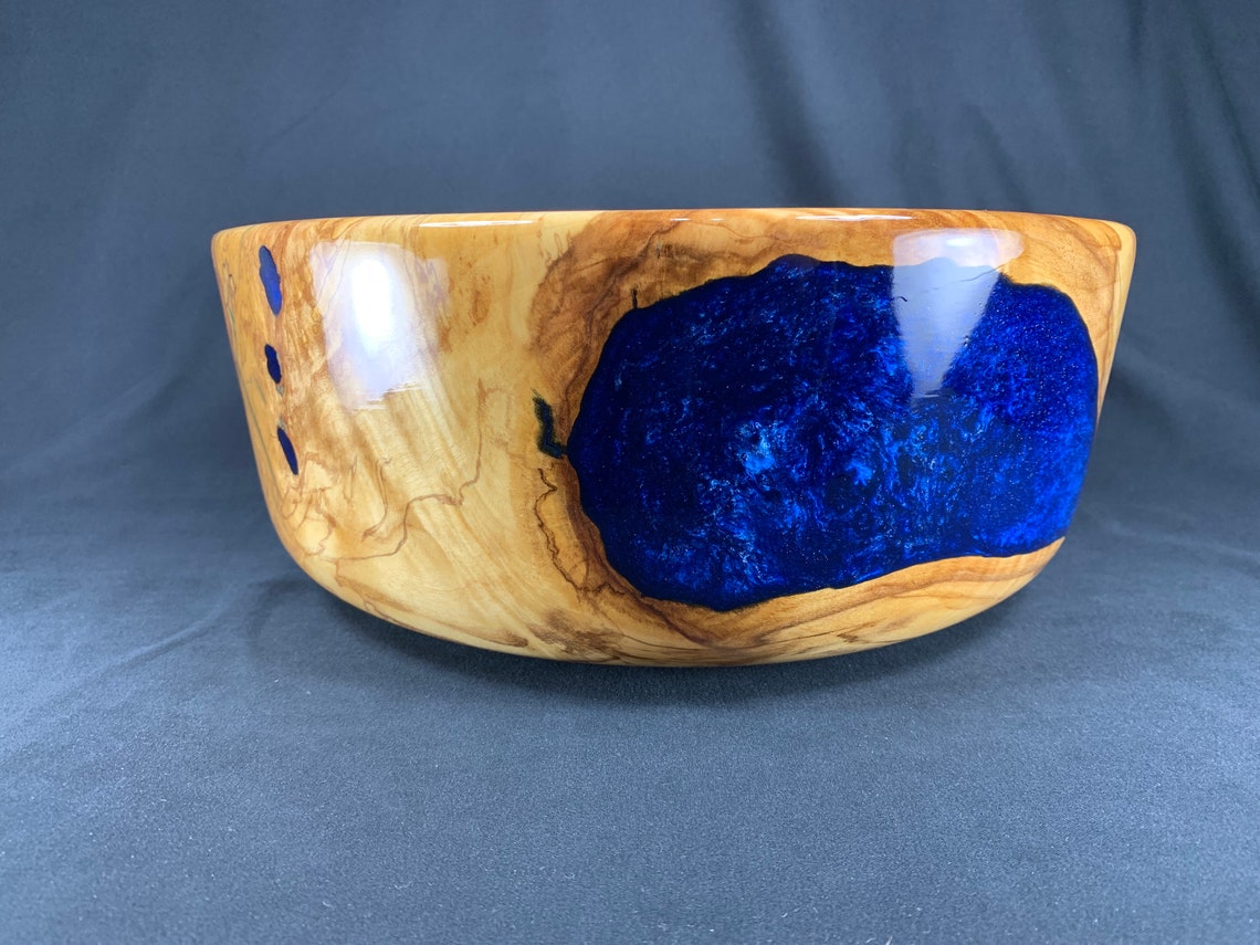 Spalted river birch epoxy wood bowl food safe Etsy