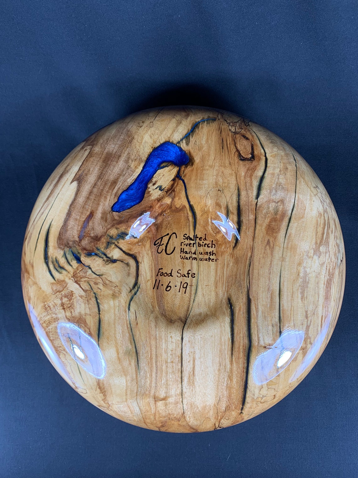 Spalted river birch epoxy wood bowl food safe Etsy