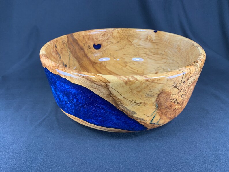 Spalted river birch epoxy wood bowl food safe Etsy