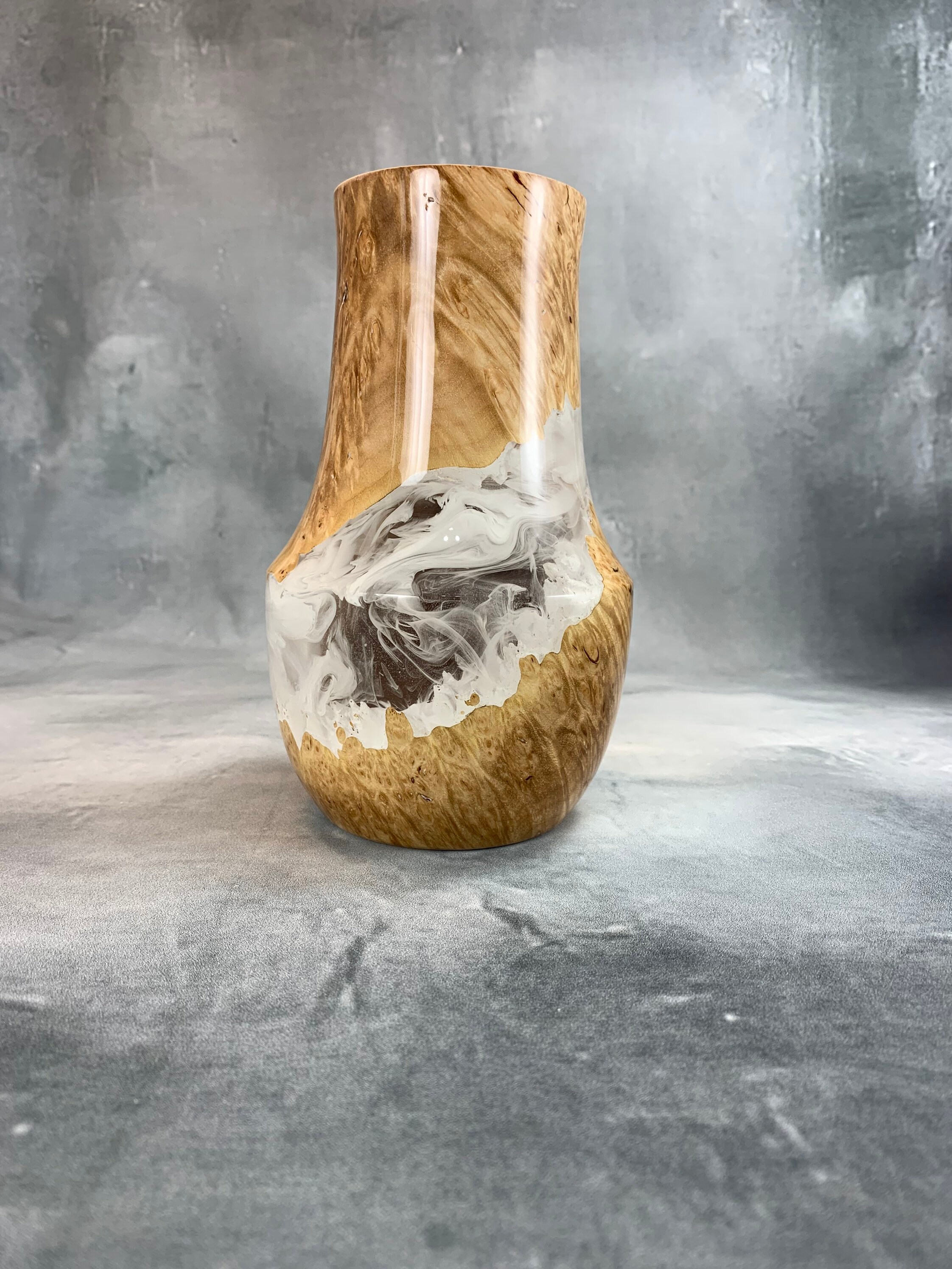 Maple burl with epoxy wood vase Etsy