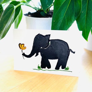 Original Kunstdruck Postkarten, Lesezeichen, Elefant, 4er Pack, Tier Postkarten, Geschenkkarten, Spielzeug Fahrt, Kindergeschenke, Geburtstagskarten
