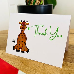 Original Kunst Dankeskarten, 4er Pack, Tier Dankeskarten, süße Dankeskarten, wunderlich, Geschenk, Karten, Giraffe Dankeskarte, Giraffe