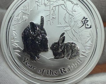 Moneda australiana de plata de 2 onzas y 2 dólares australianos de 2011, Año del Conejo, de la Casa de la Moneda de Perth.