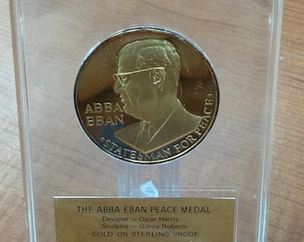 Medalla de la paz Abba Eban, oro sobre plata de ley, prueba de calidad