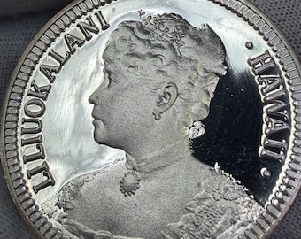 Moneda de plata de prueba de 1 onza, .999, conmemorativa del Jubileo de Plata de la Estadidad de Hawái de 1984 (LILIUOKALANI)