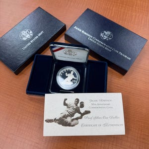 1997-S Jackie Robinson Commemorative Proof Silver Dollar with US Mint Box & COA