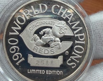 Moneda de plata de edición limitada de 1 onza troy de los Reds, campeones de la Serie Mundial de 1990, n.° 2511