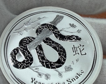 Moneda australiana de 2 onzas, 2013, plateada, año lunar, serpiente, espejos de rejilla