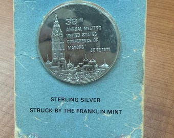 Moneda de plata esterlina de edición limitada de 1976 de la 38.ª reunión anual de la Conferencia de Alcaldes de EE. UU.